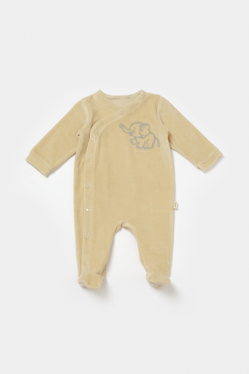 Salopeta Elefant cu maneca lunga si gluga din 80%bumbac organic si 20% poliester - , BabyCosy